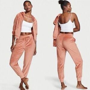 Victoria's Secret TRACKSUIT SET Zip M Hoodie+ S jogger pants CANYON ROSE VELOUR